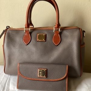 Dooney and Bourke Pebble leather, side pocket satchel, elephant.